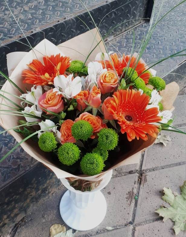 Букет цветов из: Герберы, Хризантемы, Альстромерии и Розы в Городище Пензенской области