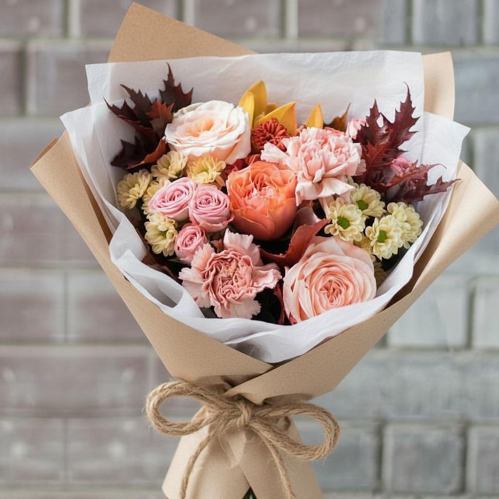 Букет цветов из: Гвоздики, Хризантемы и Розы в Городище Пензенской области