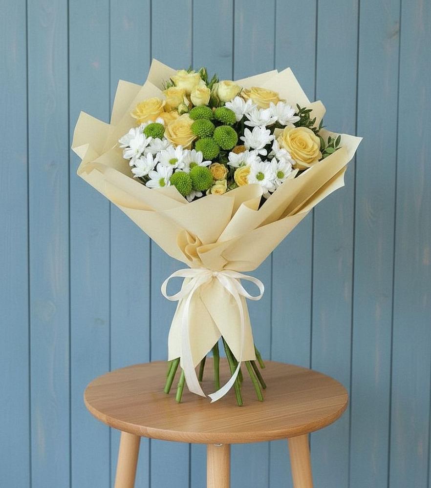 Букет цветов из: Хризантемы и Розы в Городище Пензенской области