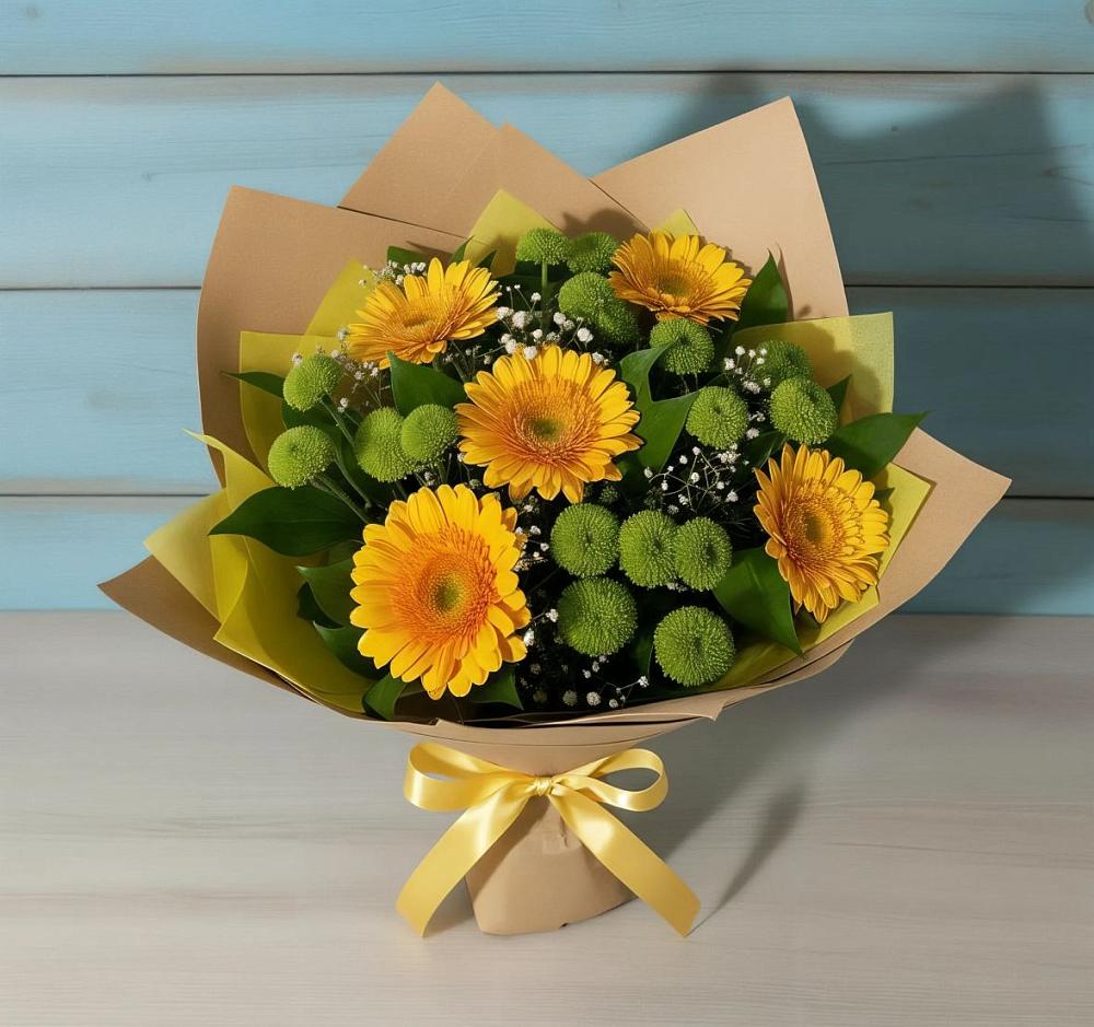 Букет цветов из: Герберы и Хризантемы в Городище Пензенской области
