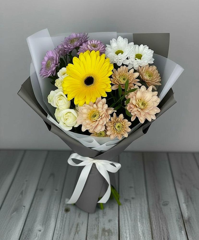 Букет цветов из: Розы, Герберы и Хризантемы в Городище Пензенской области