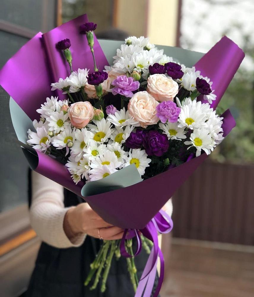 Букет цветов из: Хризантемы, Гвоздики и Розы в Городище Пензенской области