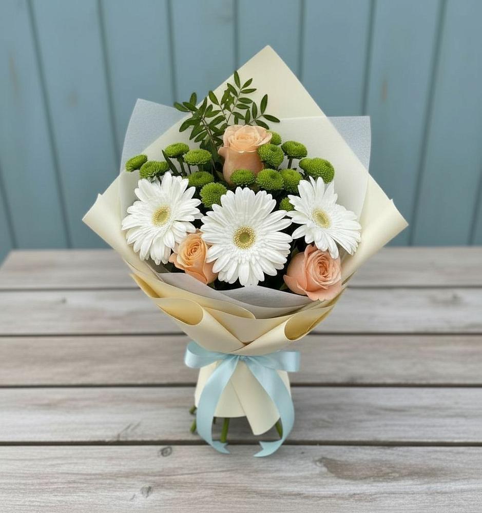 Букет цветов из: Герберы, Розы и Хризантемы в Городище Пензенской области