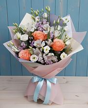 Букет цветов из:  Лизиантусы, Розы, Альстромерии и Гипсофила #REPLACE_PRED# Городище Пензенской области