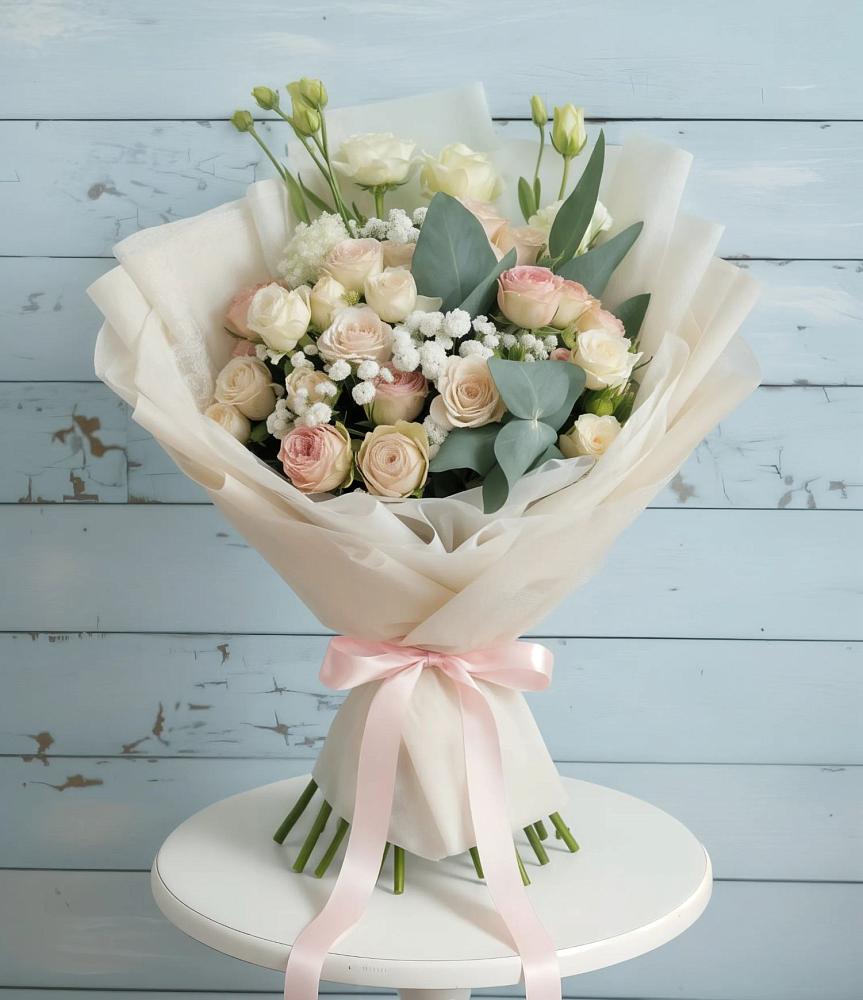 Букет цветов из: Розы и Лизиантусы в Городище Пензенской области