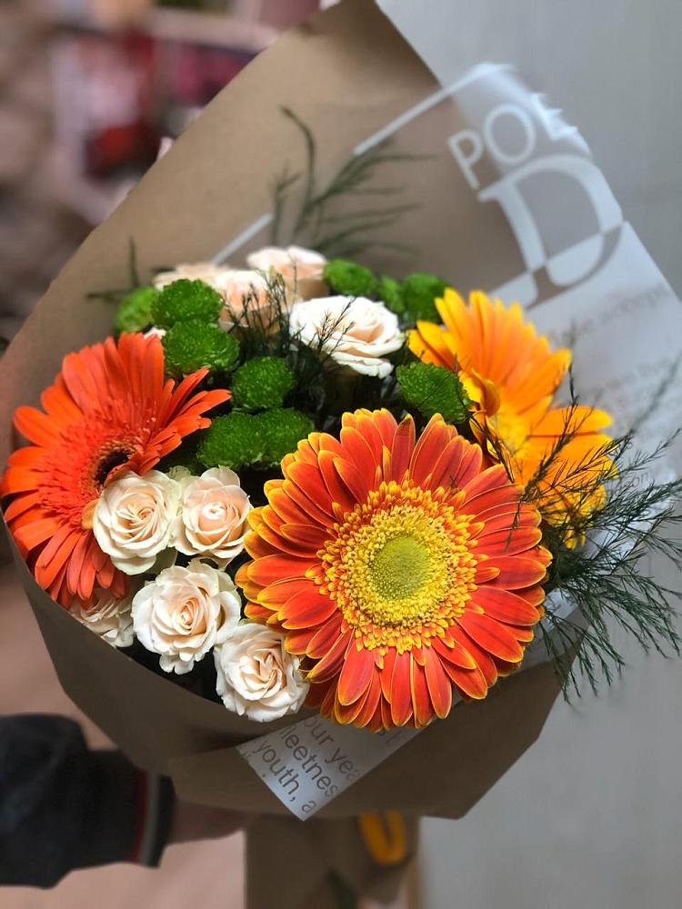 Букет цветов из: Герберы, Хризантемы и Розы в Городище Пензенской области