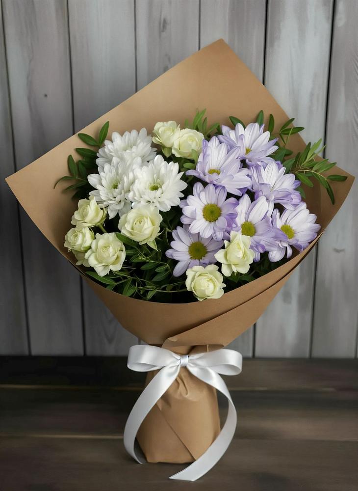 Букет цветов из: Хризантемы и Розы в Городище Пензенской области