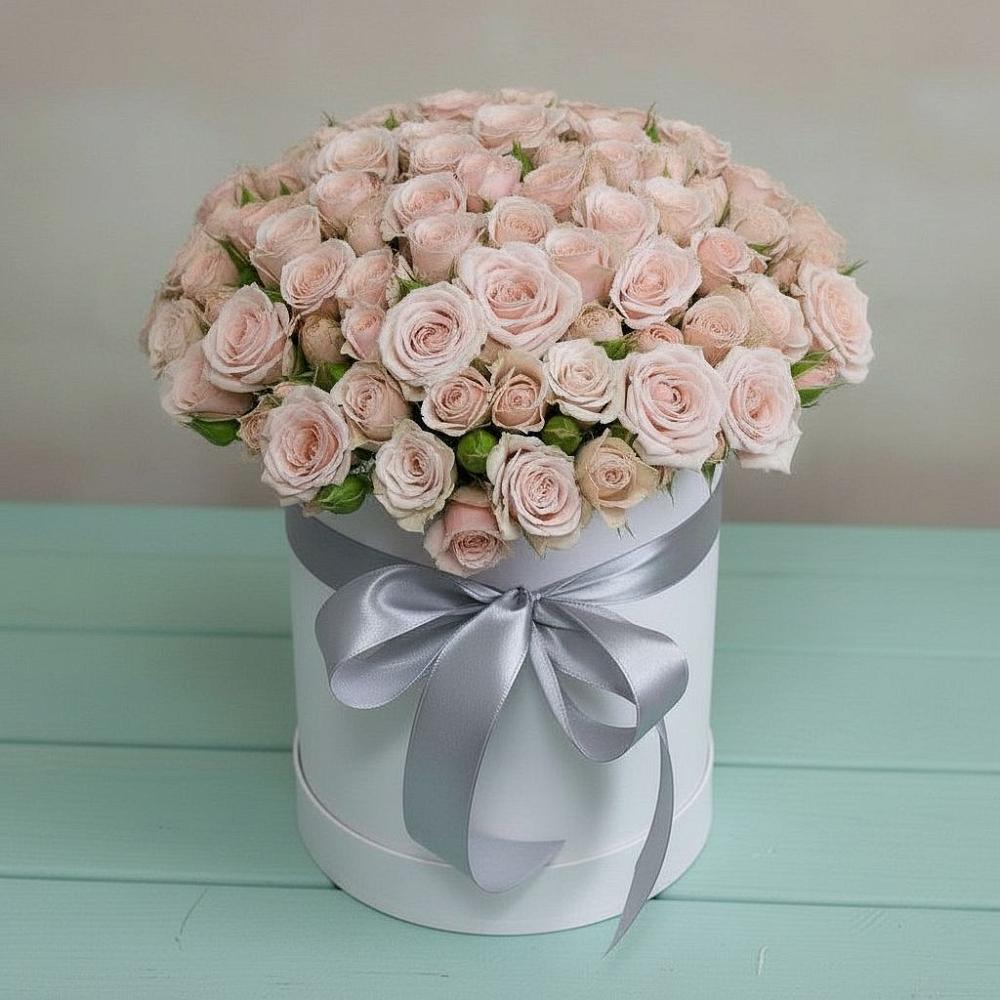 Цветочная композиция из Розы в шляпной коробке в Городище Пензенской области